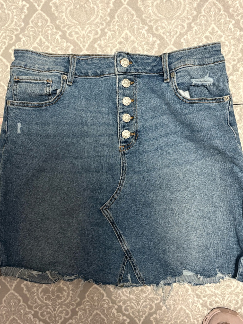 Women’s Blue Denim Button-Front Jeans Skirt